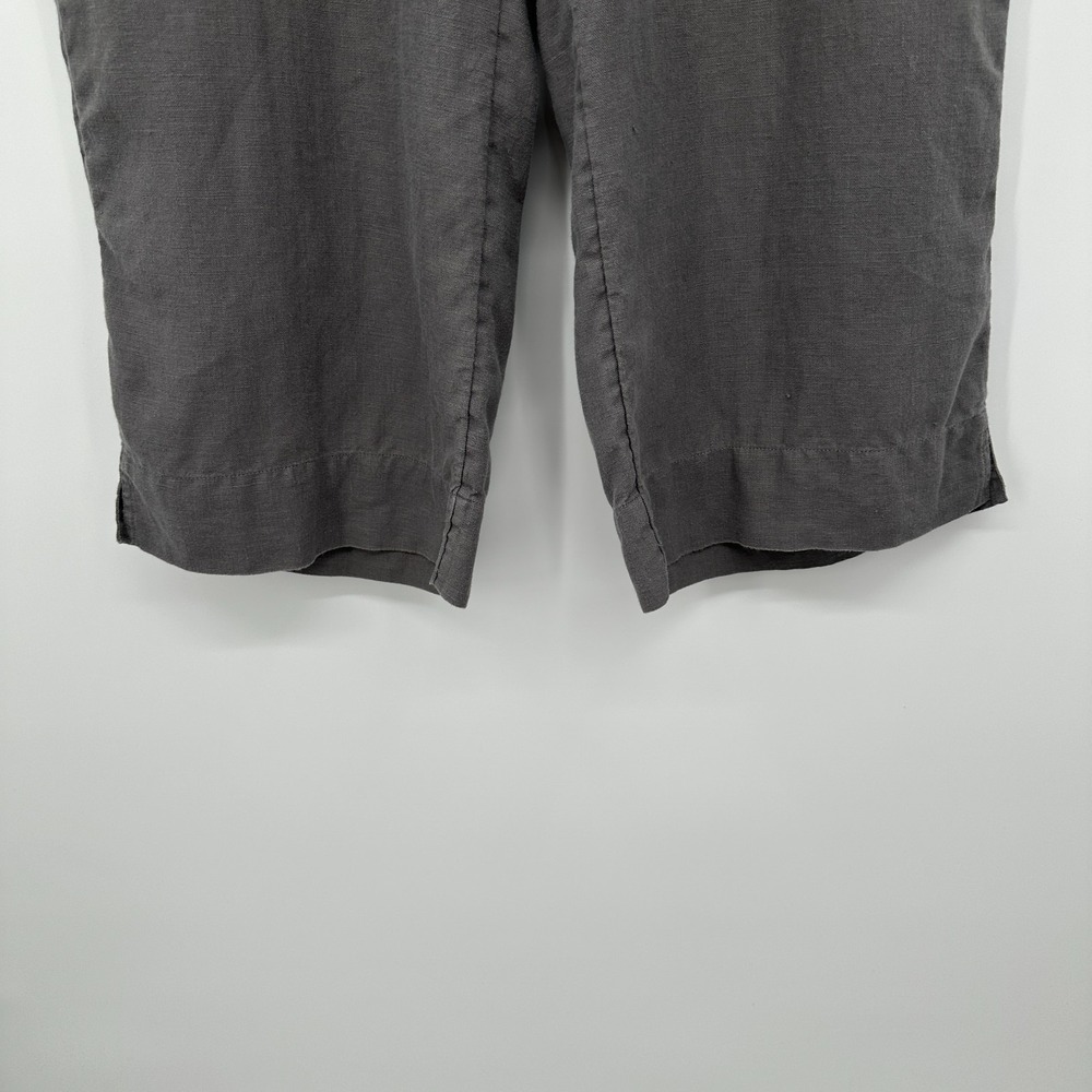 J Jill 100% Linen Wide Leg Crop Capri Pants XL Gray Quiet Luxury Minimalist Core - Picture 3 of 9